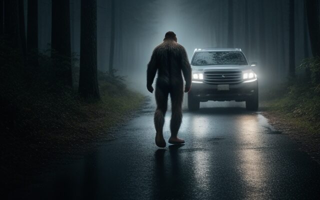 Sasquatch Walking on Road
